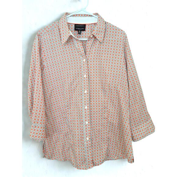 Foxcroft Fitted Fit Blouse Sz 16 No Wrinkle Cotton Bracelet Sleeve Classic Plus - Picture 1 of 9